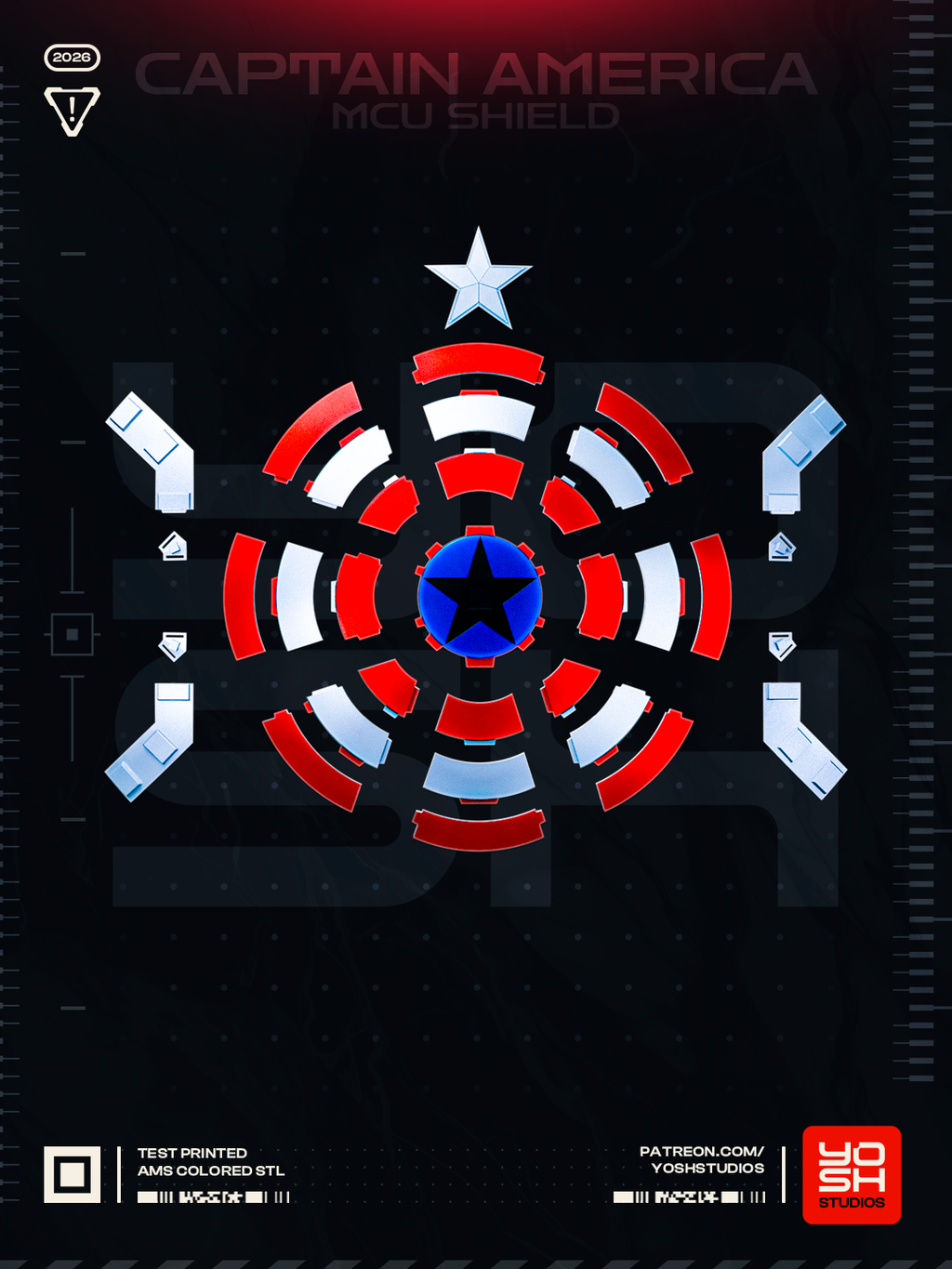 Bouclier Captain America - Eclaté - Etoile