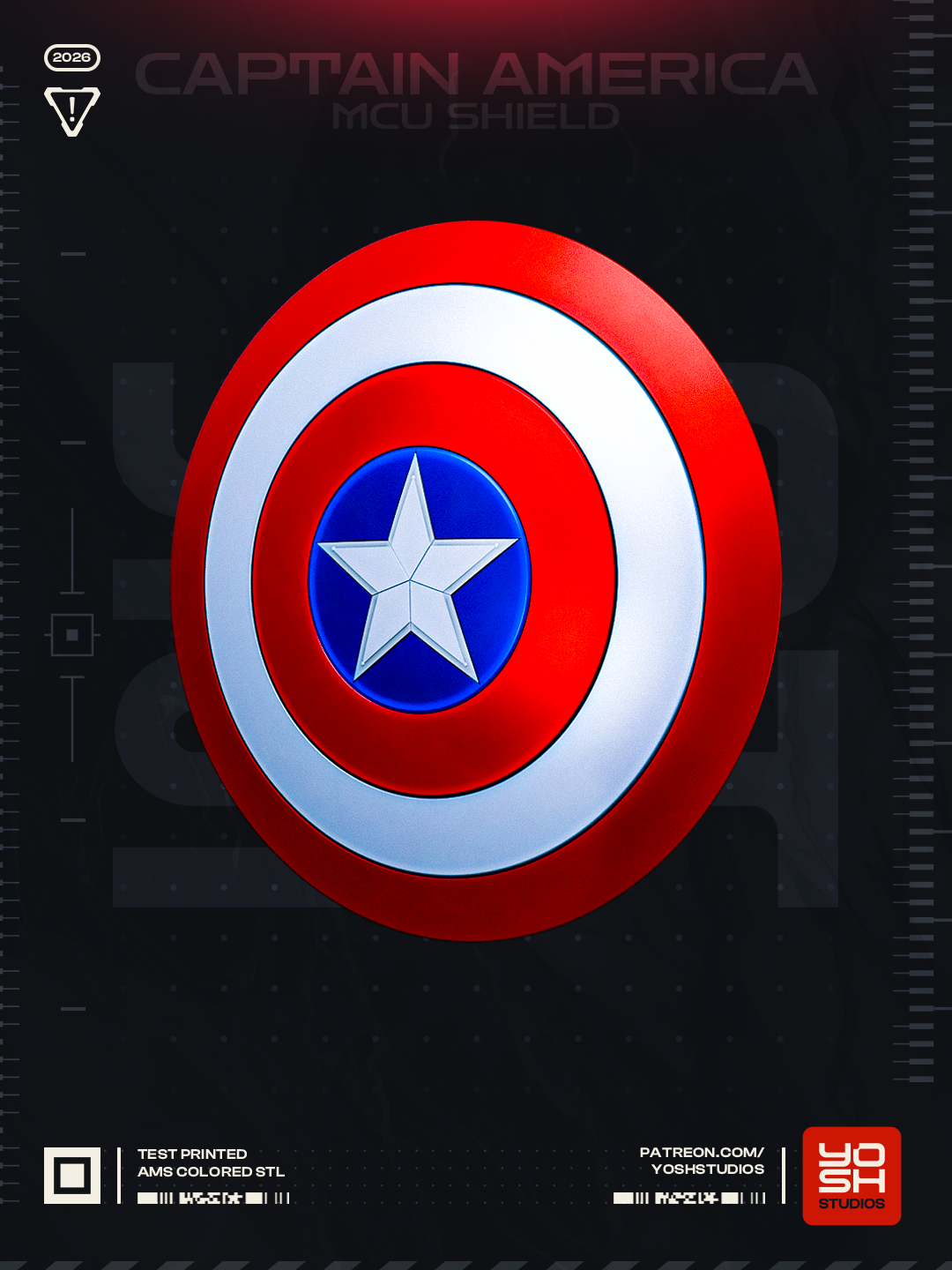 Bouclier Captain America - Trois Quart - Etoile