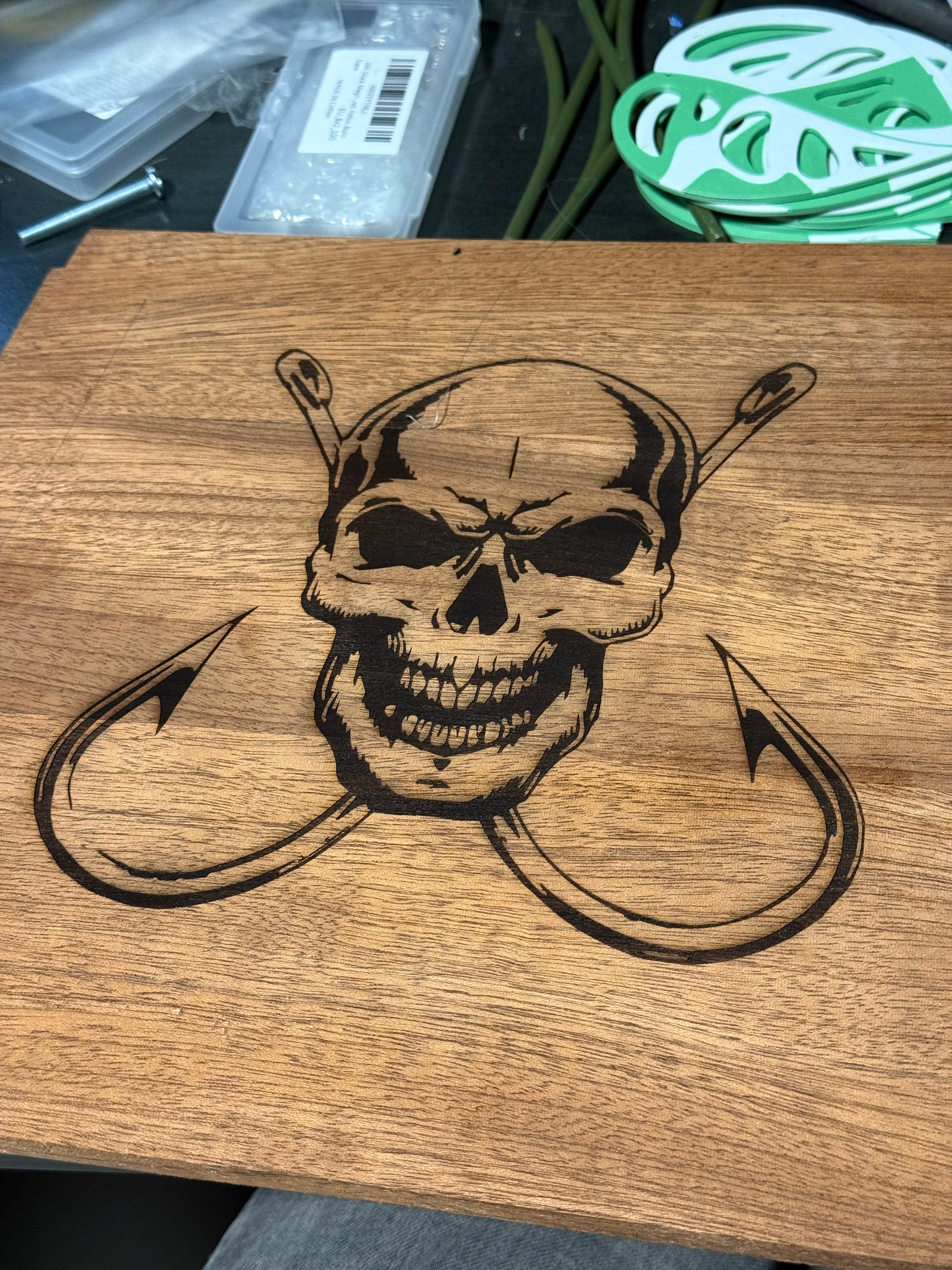 Gravure laser - Crâne - Coffre pêche