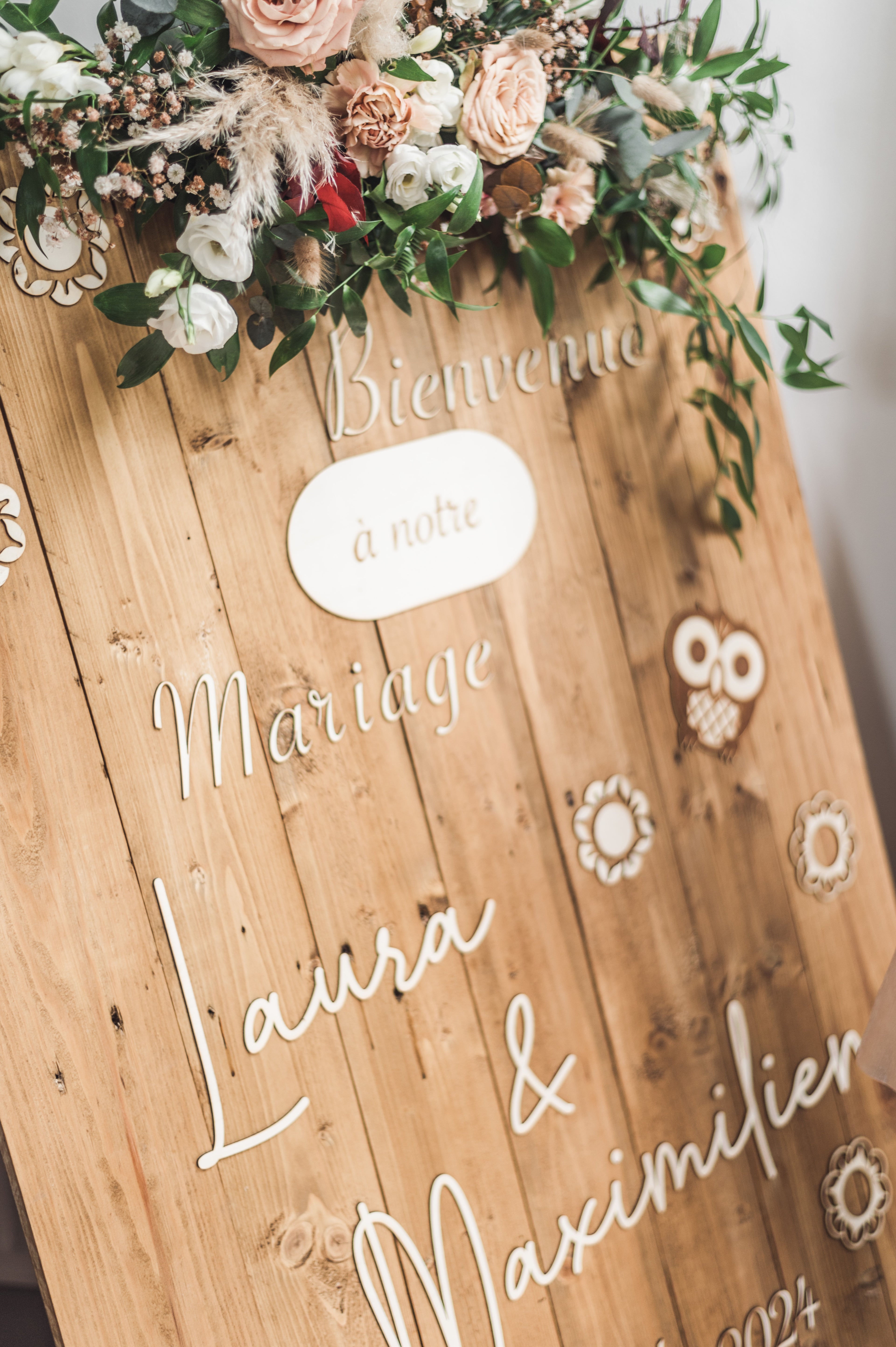 Gravure laser - Mariage - Panneau bienvenue