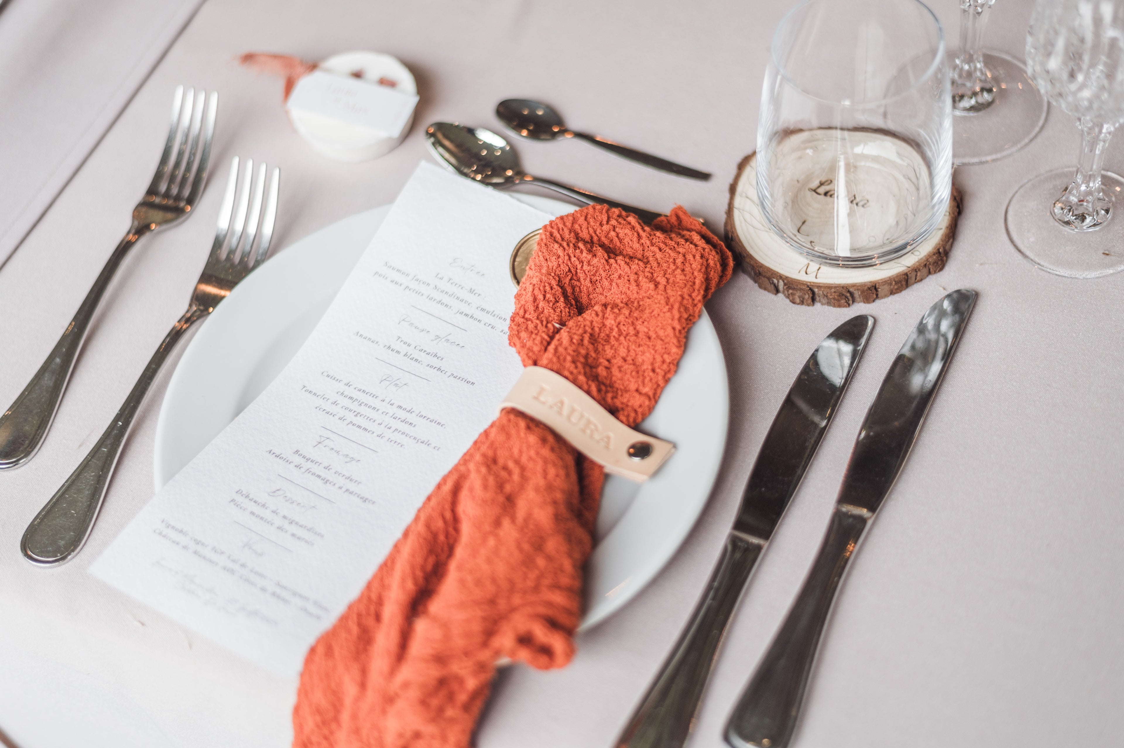 Dessous de verre rondin personnalisé - Laura 2