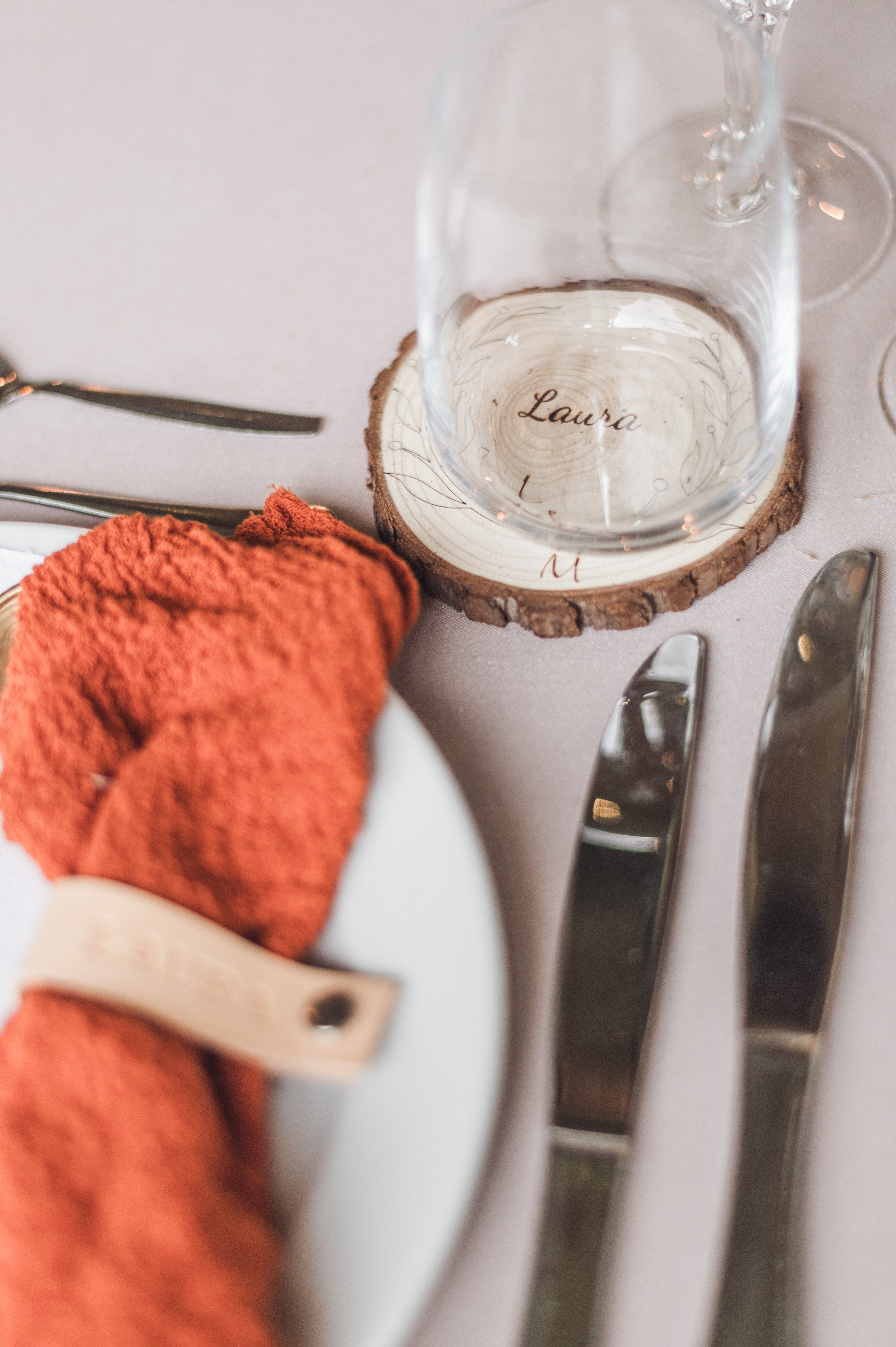 Dessous de verre rondin personnalisé - Laura