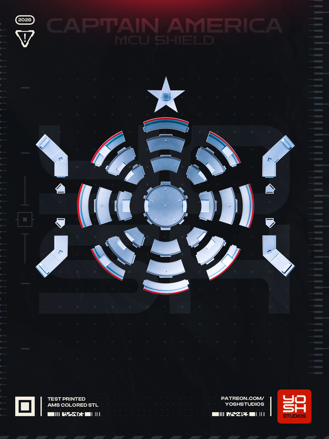 Bouclier inspiré de Captain America - Fan-Art - Imprimé en 3D - Le Front Fuyant
