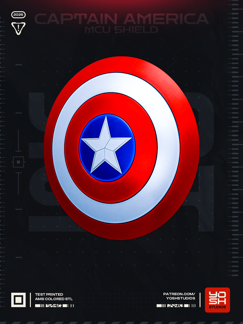 Bouclier inspiré de Captain America - Fan-Art - Imprimé en 3D - Le Front Fuyant