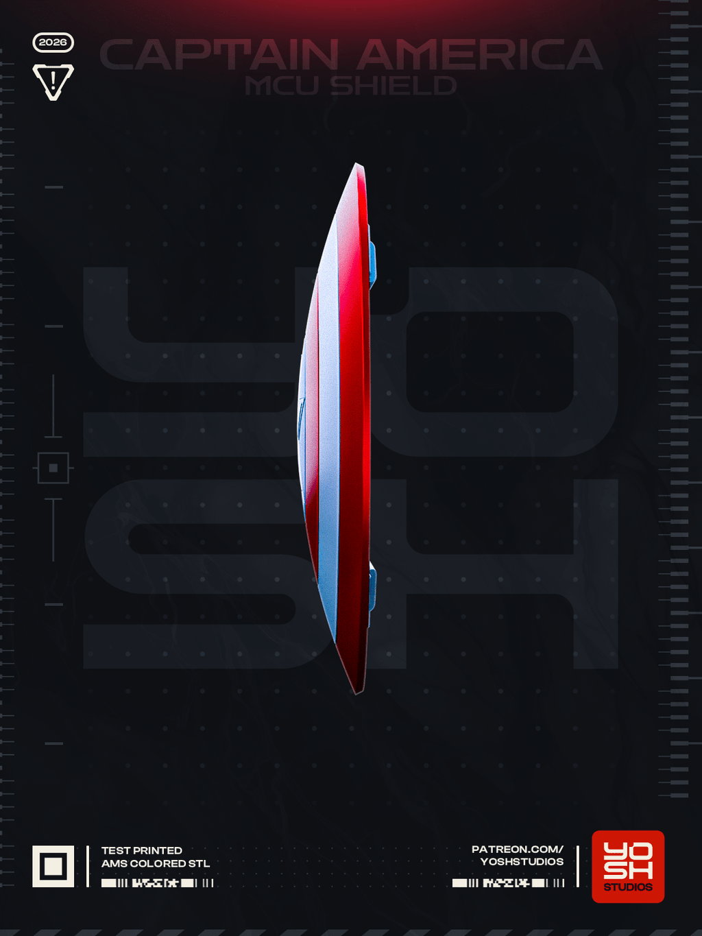 Bouclier inspiré de Captain America - Fan-Art - Imprimé en 3D - Le Front Fuyant