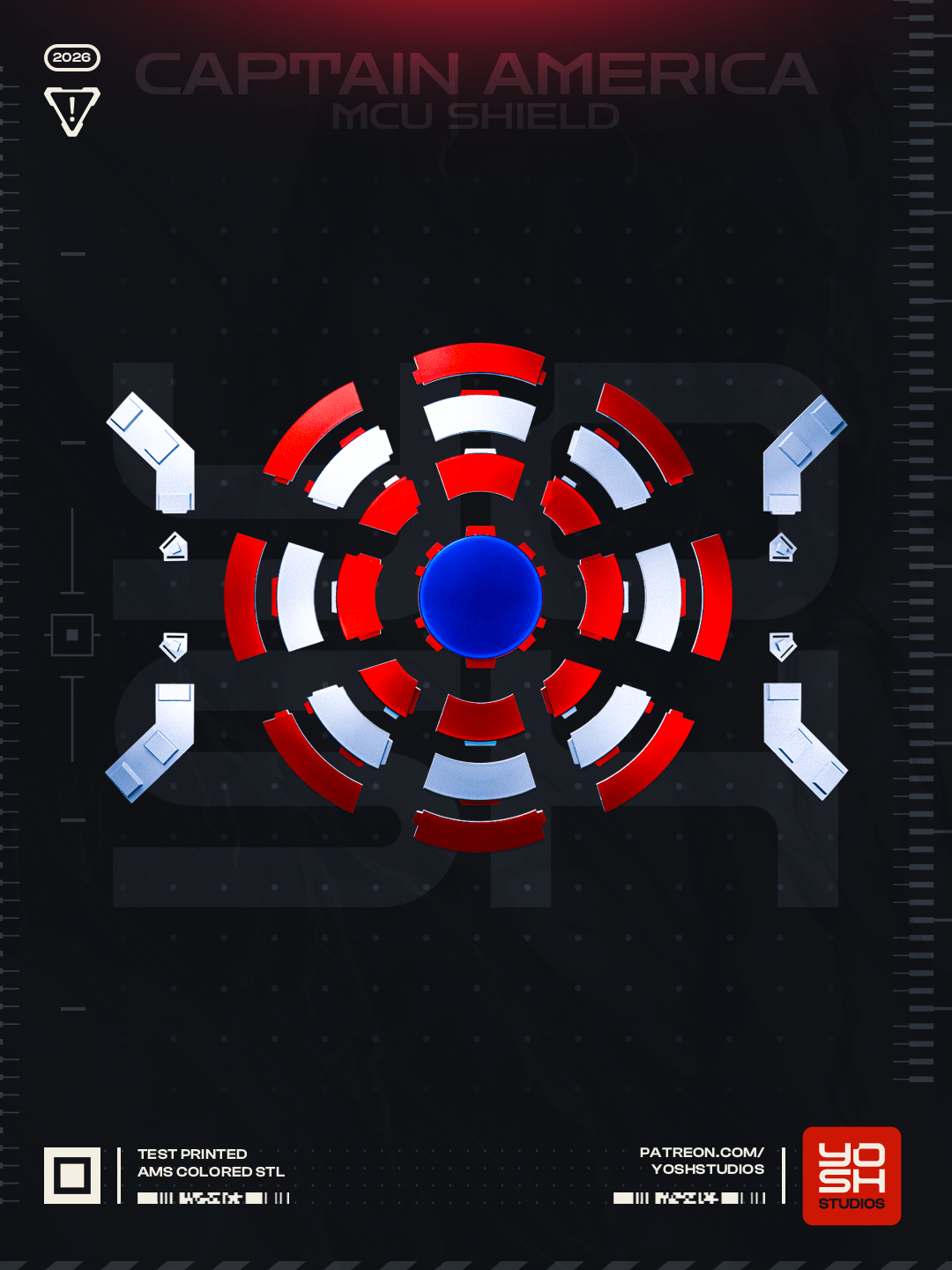 Bouclier inspiré de Captain America - Fan-Art - Imprimé en 3D - Le Front Fuyant
