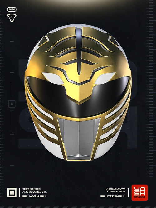 Casque Cosplay Fan-Art - Power Ranger Blanc - Imprimé en 3D - Le Front Fuyant
