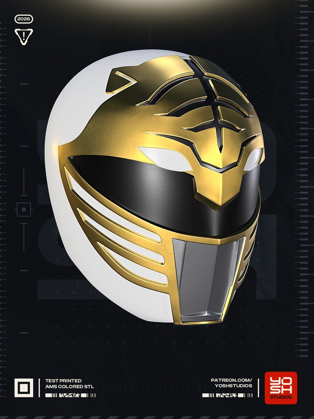 Casque Cosplay Fan-Art - Power Ranger Blanc - Imprimé en 3D - Le Front Fuyant
