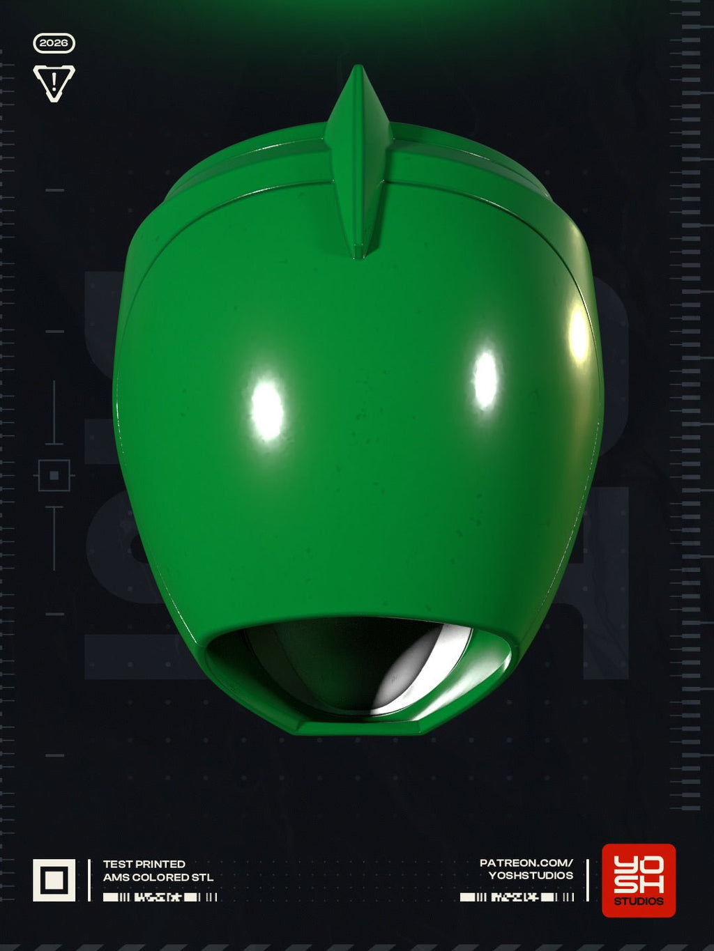 Casque Cosplay Fan-Art - Power Ranger Vert - Imprimé en 3D - Le Front Fuyant