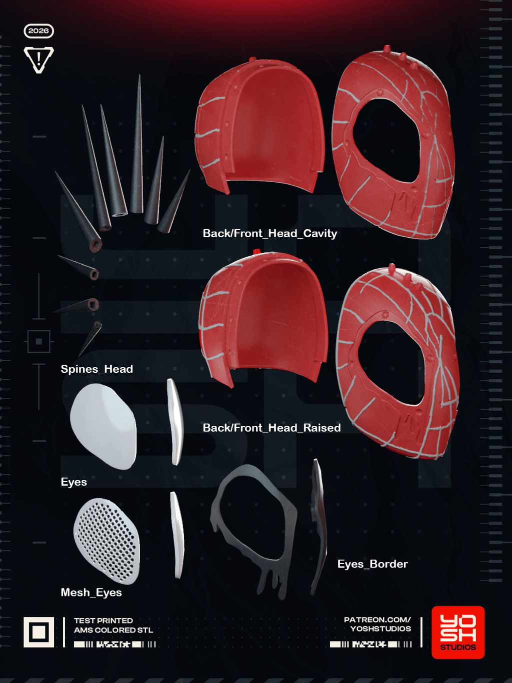 Casque Cosplay Fan-Art - Spider-Punk - Imprimé en 3D - Le Front Fuyant