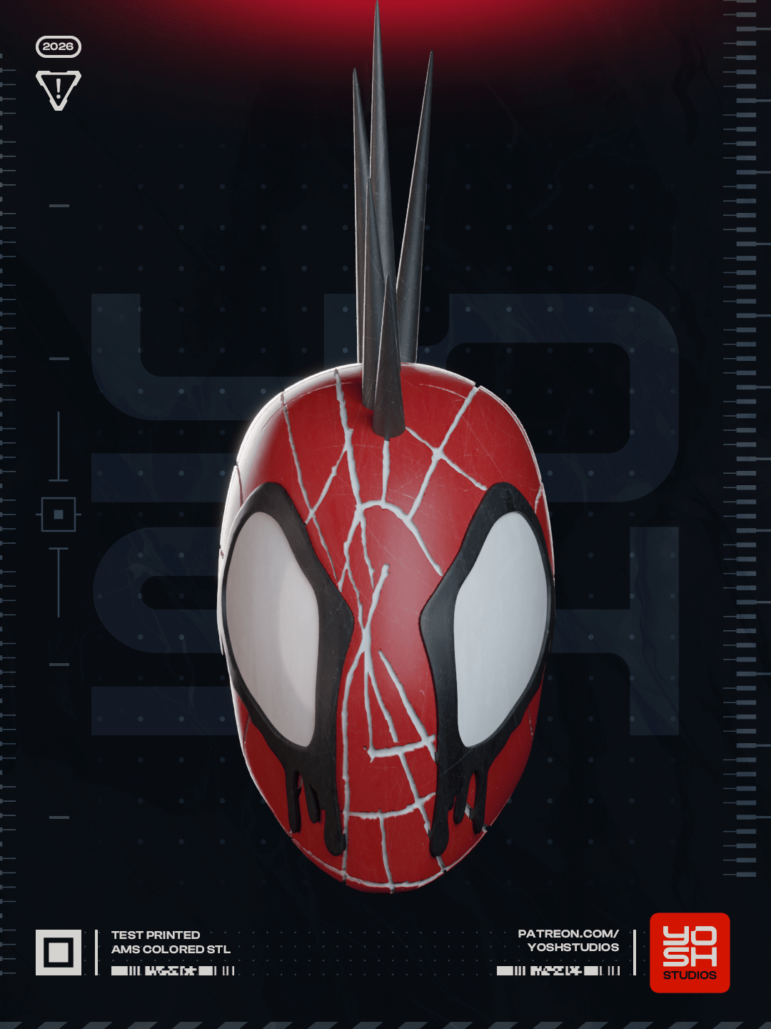 Casque Cosplay Fan-Art - Spider-Punk - Imprimé en 3D - Le Front Fuyant