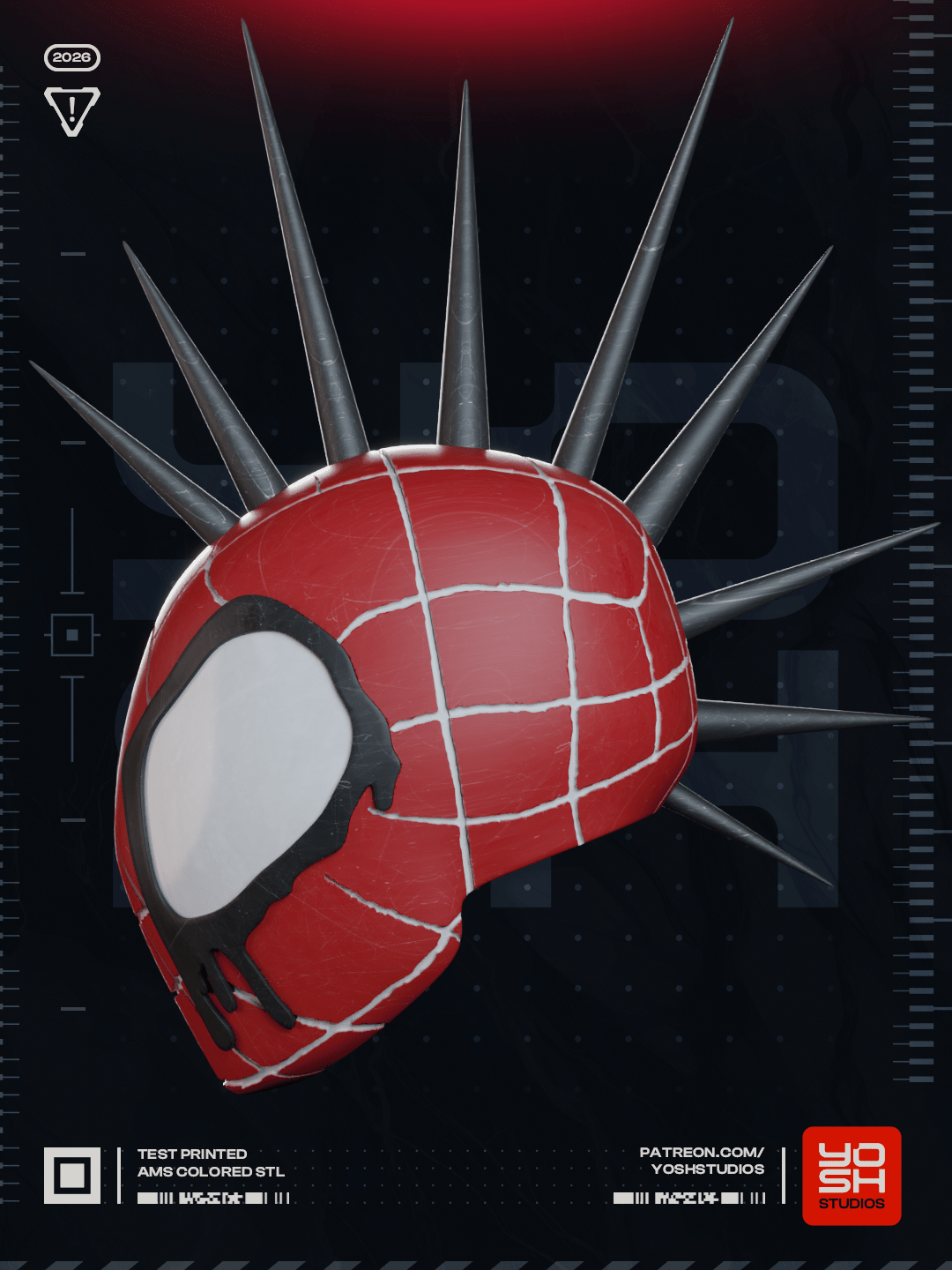 Casque Cosplay Fan-Art - Spider-Punk - Imprimé en 3D - Le Front Fuyant