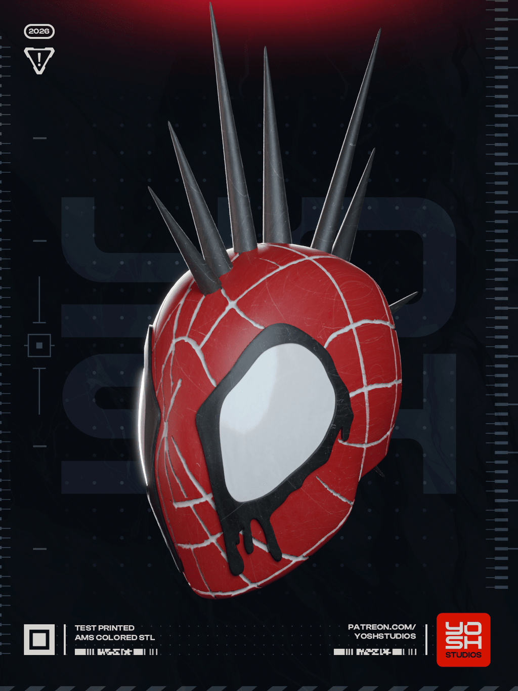 Casque Cosplay Fan-Art - Spider-Punk - Imprimé en 3D - Le Front Fuyant