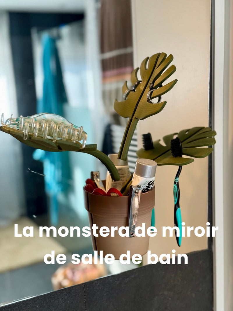 Monstera de miroir, fausse plante imprimée en 3D, décoration, accessoires de salle de bain - Le Front Fuyant
