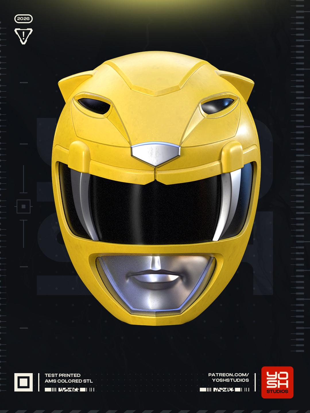 Casque Power Ranger Jaune - Imprimé en 3D - Cosplay - Déguisement
