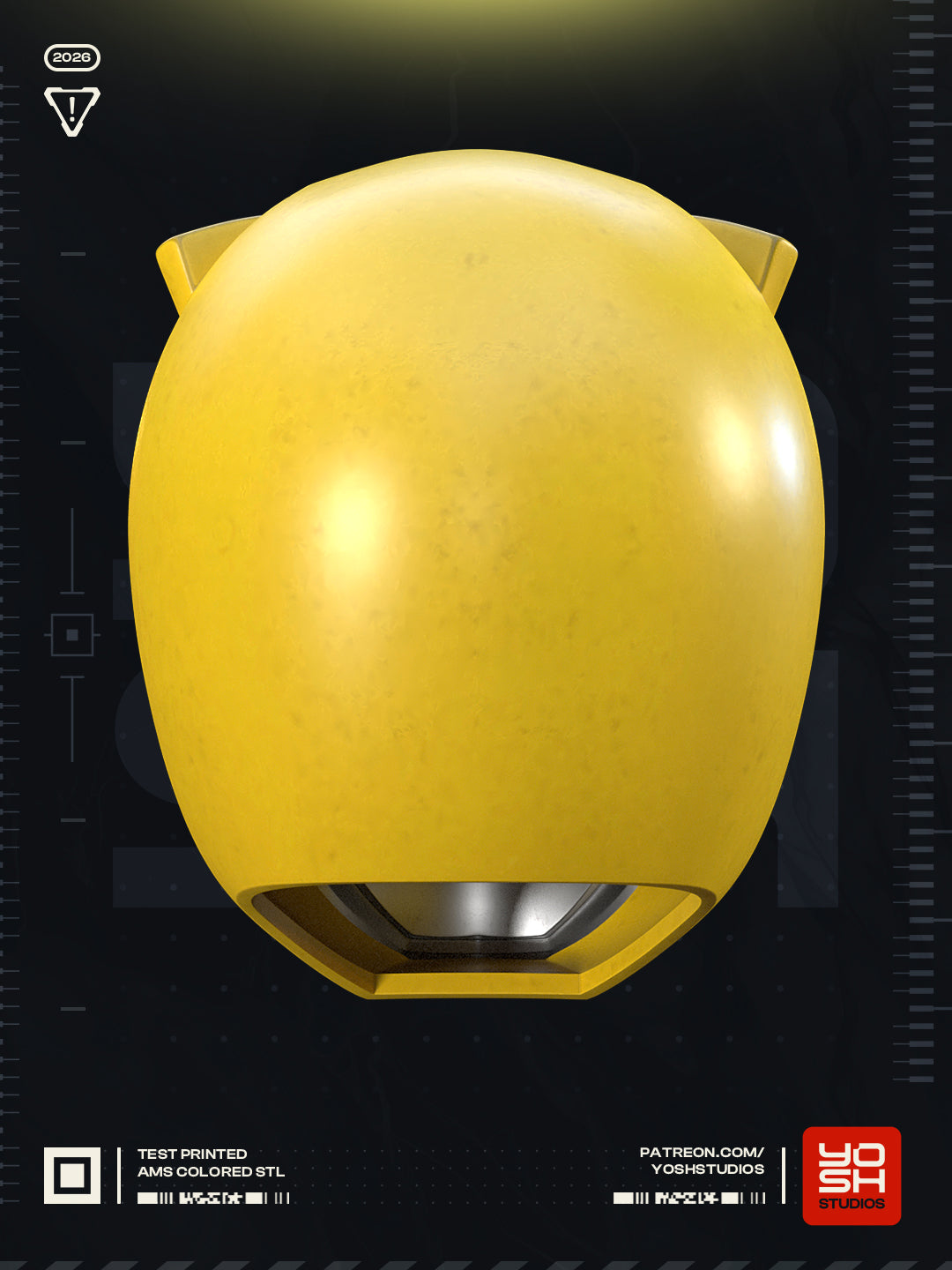 Casque Power Ranger Jaune - Imprimé en 3D - Cosplay - Déguisement