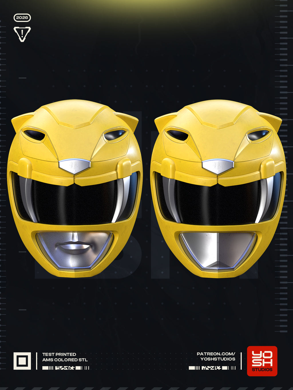 Casque Power Ranger Jaune - Imprimé en 3D - Cosplay - Déguisement