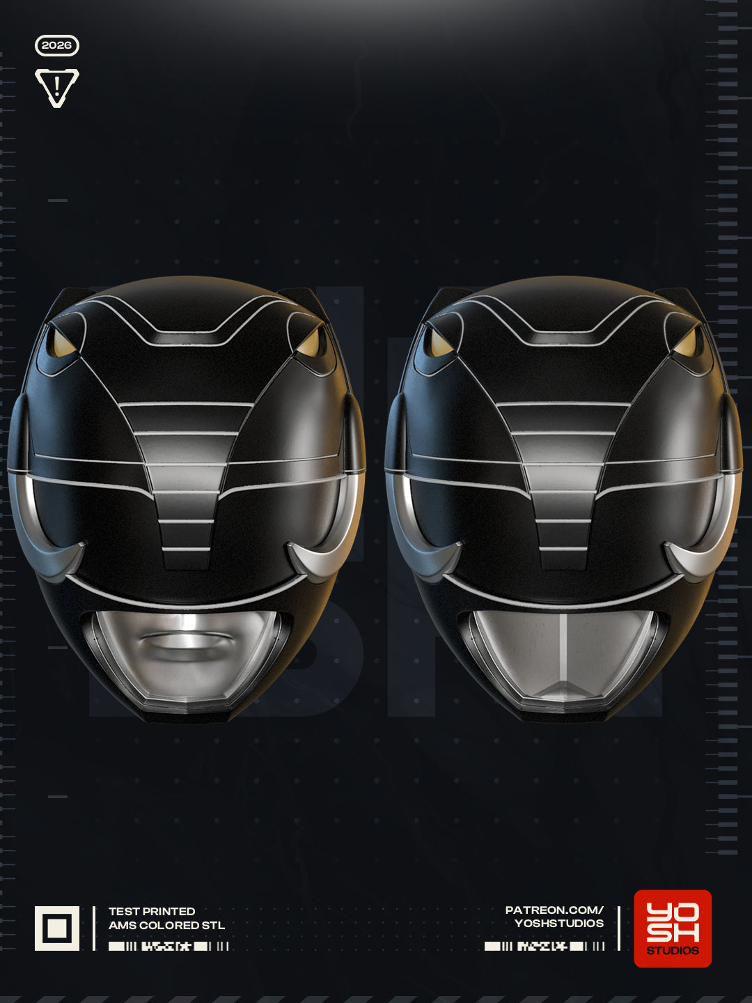 Casque Cosplay Fan-Art - Power Ranger Noir - Imprimé en 3D
